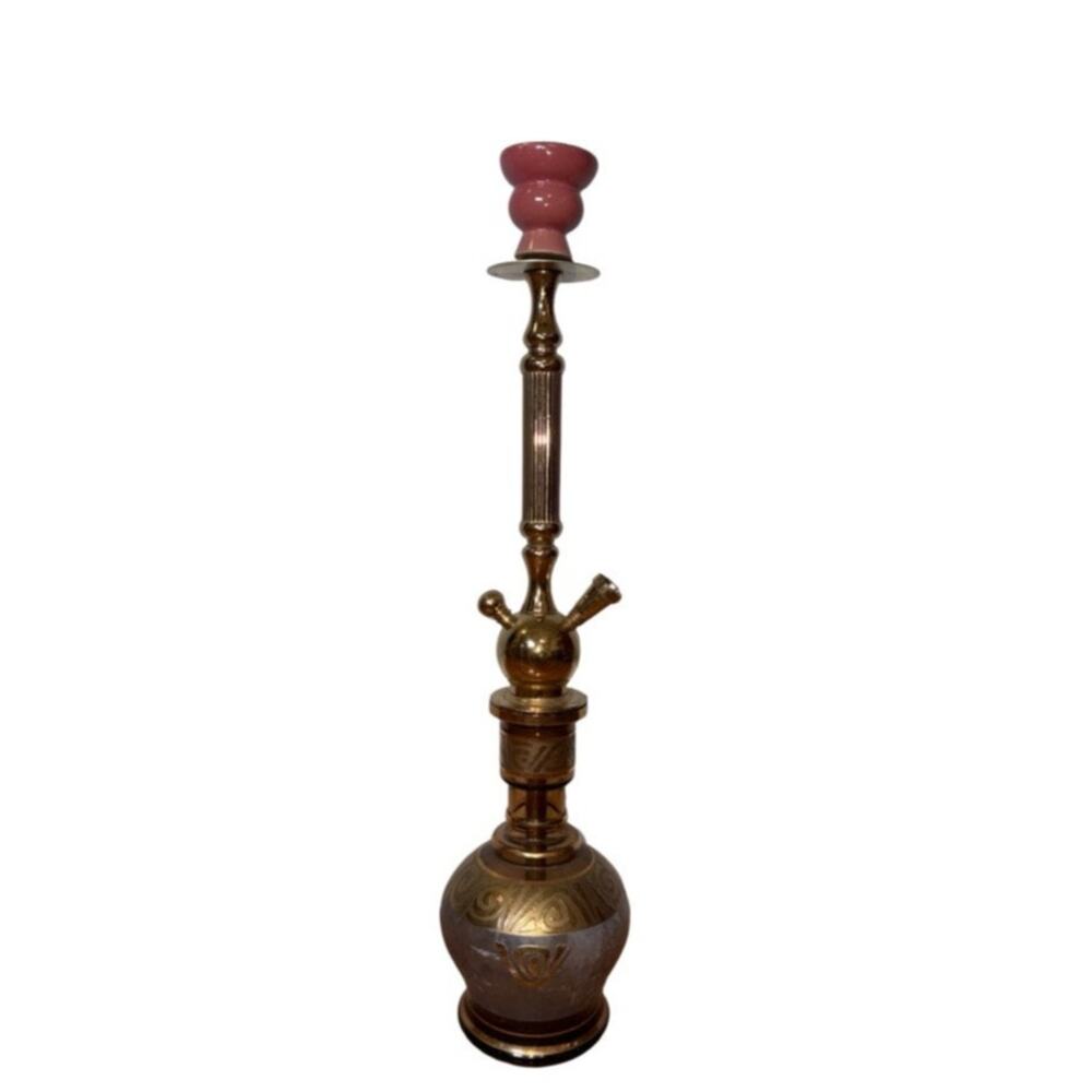 Middle Eastern Egyptian-style Metal and Glass Shisha Hookah